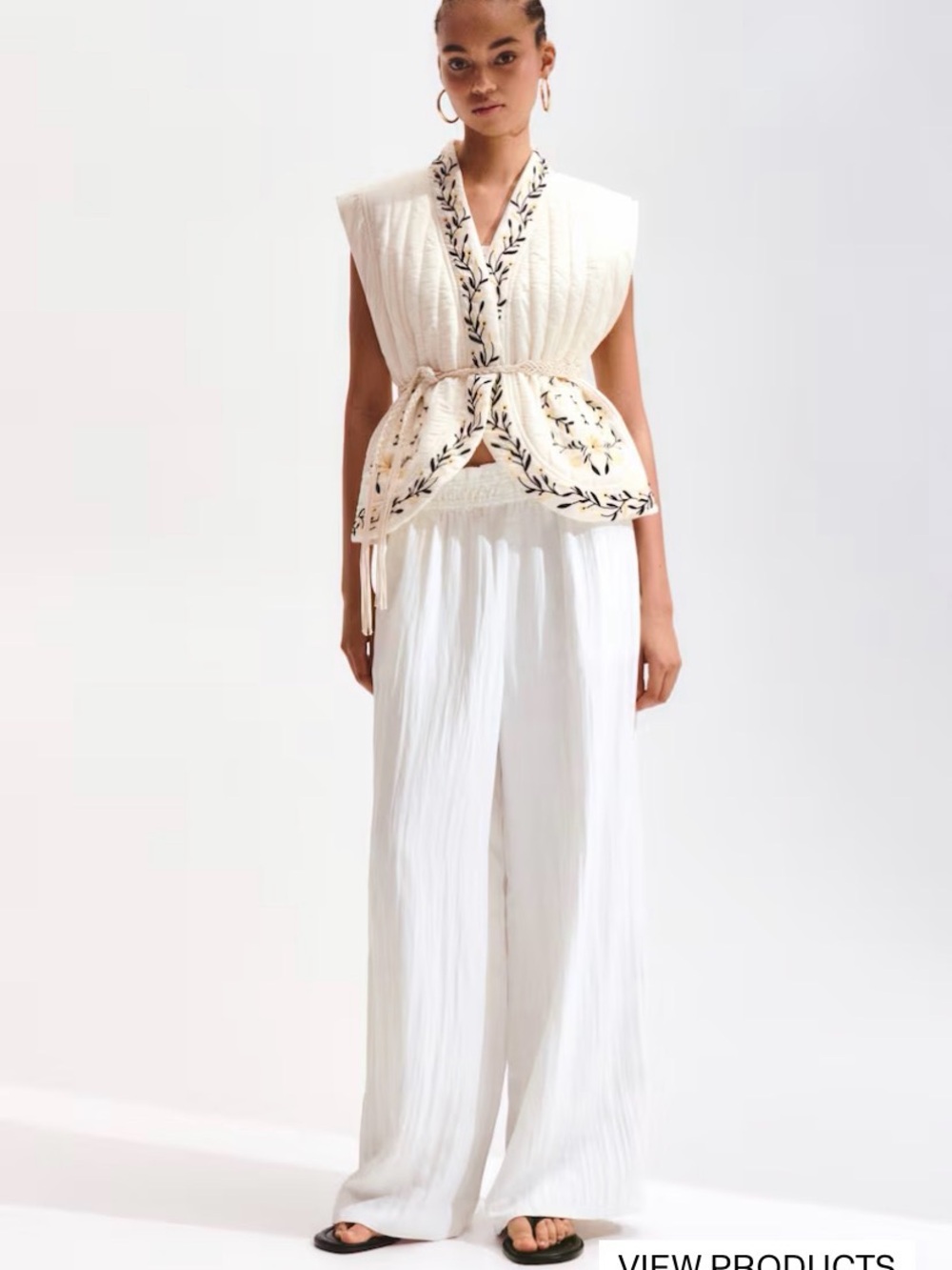 H&M Cream  White Wide-Leg Pants